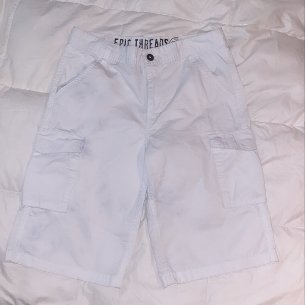 White cargo shorts